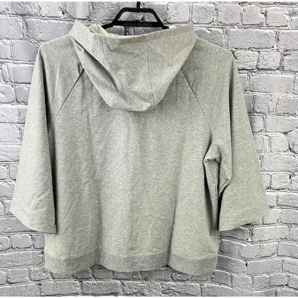 J. Jill Fit Grey Heather Full Zip  Hoodie Sweatshirt Size 2X  3/4 Sleeve - Picture 4 of 6